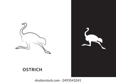 Ostrich silhouette logo,with minimalist design.