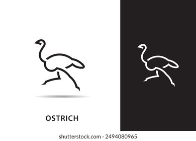 Ostrich silhouette logo,with minimalist design.