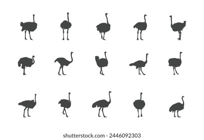 Ostrich silhouette set, Ostrich silhouettes