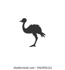 Vogel-Strauß-Silhouette-Vektorgrafik auf weißem Hintergrund