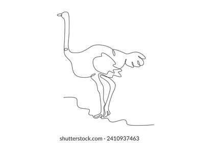 An ostrich stands majestically. World Wildlife Day one-line drawing