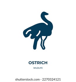 ostrich vector icon. ostrich, animal, bird filled icons from flat wildlife concept. Isolated black glyph icon, vector illustration symbol element for web design and mobile apps