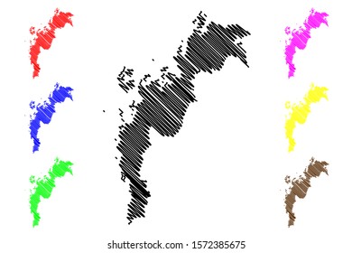 Ostrobothnia Region (Republic of Finland) map vector illustration, scribble sketch Ostrobothnia map
