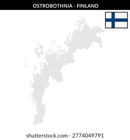 Ostrobothnia shape with Finland flag with