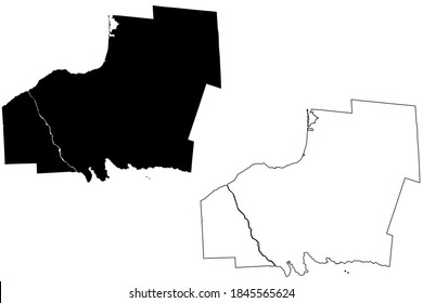 Condado de Oswego, Estado de Nueva York (condado de los Estados Unidos, Estados Unidos de América, EE.UU., EE.UU., EE.UU.) mapa de ilustración vectorial, esbozo de garabato mapa de Oswego