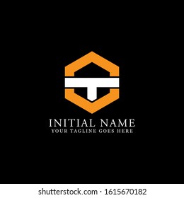 OT hexagonal logo stock, clean simple line logo template