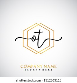 OT Initial Handwriting logo template vector