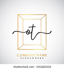 OT Initial Handwriting logo template vector