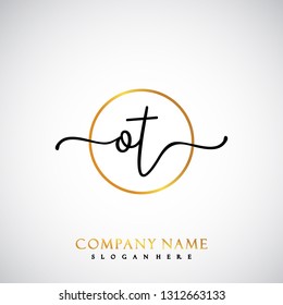 OT Initial Handwriting logo template vector