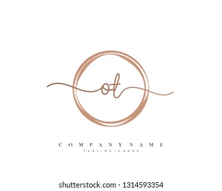 OT initial handwriting logo template vector