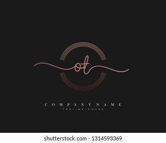 OT initial handwriting logo template vector