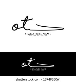 OT Initial letter handwriting and signature logo.