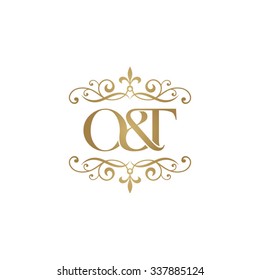 O&T Initial logo. Ornament ampersand monogram golden logo