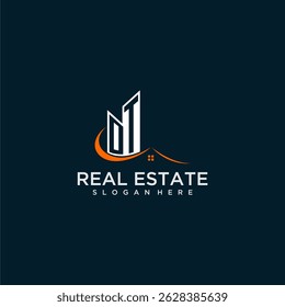 OT initial monogram building and roof logo for real estate with creative circle style design