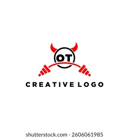 OT initial monogram for fitnes or gym logo with devil style design