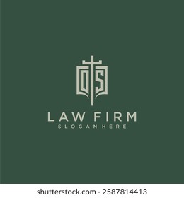 OT initial monogram for law firm with sword and shield logo image