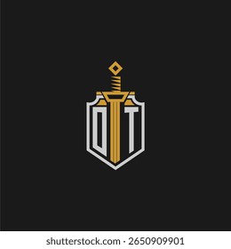 O monograma inicial da imagem em estilo escudo e espada