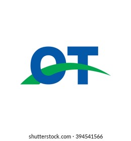 OT initial overlapping swoosh letter logo blue green