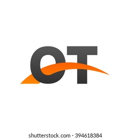 OT initial overlapping swoosh letter logo black orange