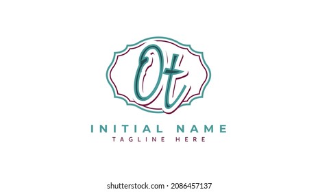 Ot Initials, handwriting logo vector