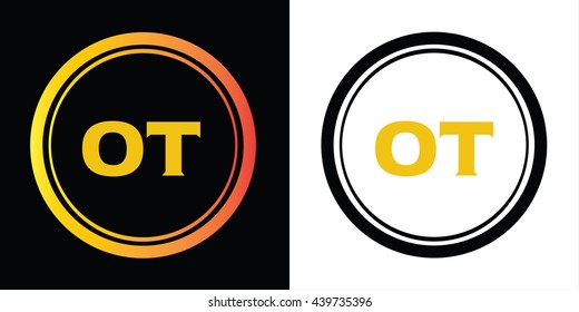 OT letters icon design template elements in abstract background logo, design identity in circle, alphabet letter