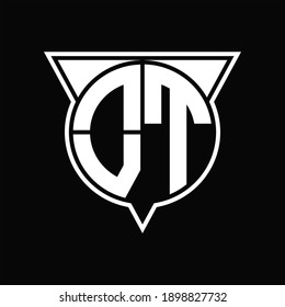 OT Logo monogram with circle shape and half triangle rounded on black background