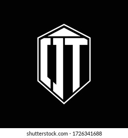 OT-Logo-Monogramm mit Emblem-Formkombinationstiebel auf der obersten Designvorlage