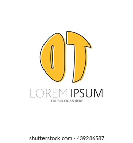 OT Logo. Vector Graphic Sphere Branding Letter Element. White Background