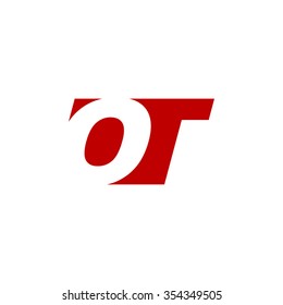 Logotipo de letra de espacio negativo OT rojo