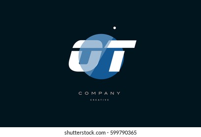 ot o t  blue circle dot big font alphabet company letter logo white design vector icon template 