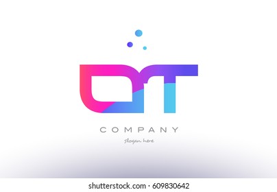 ot o t  creative pink purple blue modern dots creative alphabet gradient company letter logo design vector icon template