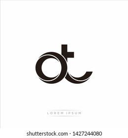 ot o t Initial Letter Split Lowercase Modern Monogram linked outline rounded logo