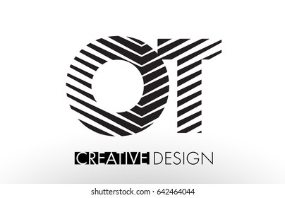 OT O T Lines Letter Design with Creative Elegant Zebra Vector Illustration.