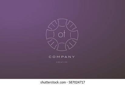 ot o t monogram lineart vintage retro flower alphabet company letter logo lowercase design creative vector icon template 