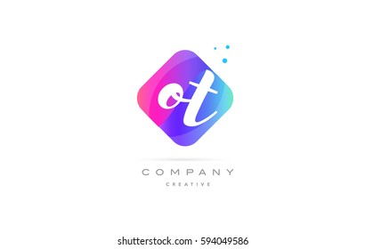 ot o t  pink blue rhombus abstract 3d alphabet company letter text logo hand writting written design vector icon template 