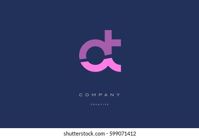 ot o t  pink blue pastel modern abstract alphabet company logo design vector icon template 