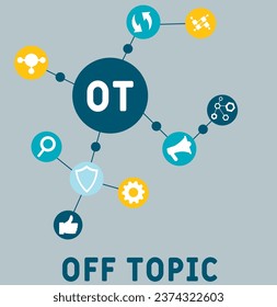 OT Off topic acronym. business concept background. vector illustration concept with keywords and icons. lettering illustration with icons for web banner, flyer, landing pag