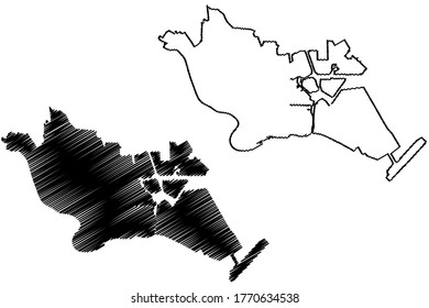 Ota City (State of Japan, island country, Tokyo Prefecture) map vector illustration, scribble sketch City of Ota map