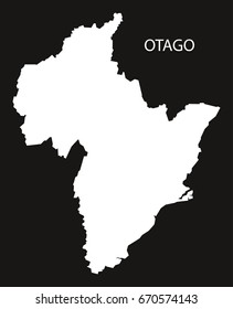Otago New Zealand map black inverted silhouette illustration