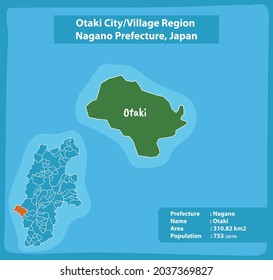 Otaka City Village Region Nagano Prefecture Map, Japan