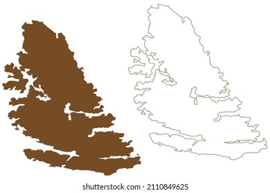 Otava island (Republic of Finland, Archipelago Sea) map vector illustration, scribble sketch Otava map