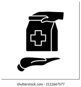 OTC Glyph Icon. Over The Counter. Retail Purchase. Selling Medical Production Without Prescription Or Licence.Pharmacy Concept.Filled Flat Sign. Isolated Silhouette Vector Illustration