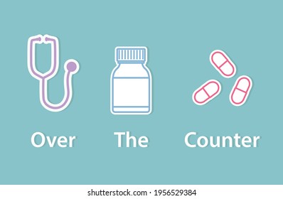 OTC Over The Counter drugs - vector illustration