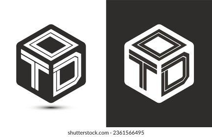 OTD letter logo design with illustrator cube logo, vector logo modern alphabet font overlap style. Premium Business logo icon. White color on black background