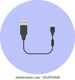 OTG Cable, illustration, vector on a white background.