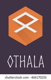 Othala rune of Elder Futhark in trend flat style. Old Norse Scandinavian rune. Germanic letter. Vector illustration.