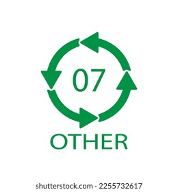 OTHER 07 recycling code symbol. Plastic recycling vector polyethylene sign.