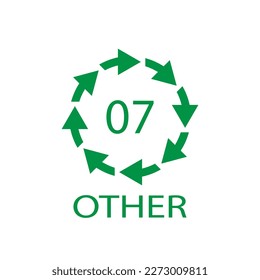 OTHER 07 recycling code symbol. Plastic recycling vector polyethylene sign.