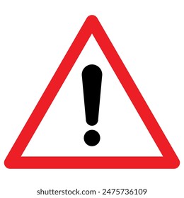 Other danger ahead sign, exclamation mark in white and red triangle symbol, isolated on white background