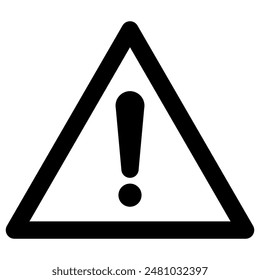 Other danger ahead sign, exclamation mark in triangle symbol, black and white illustration isolated on white background